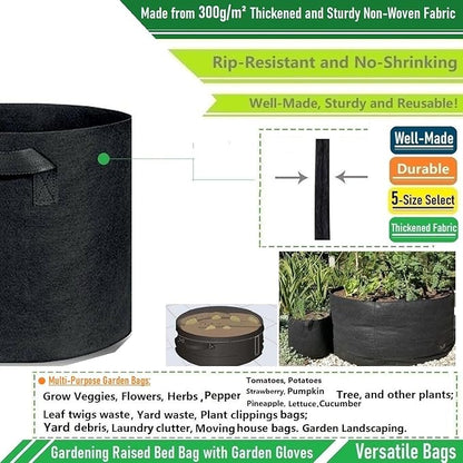 100 Gallon Big Raised Garden Bed Bag (40x20 inch) Large Plant Grow Bag for Tomato,Potato Planter,Herbs Veggies Planter,Flower Bed,Plant Container,Yard Waste,Lawn Debris,Leaf Bag with Gardening Gloves