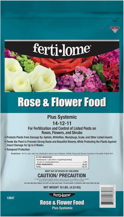 Fertilome (13847) Rose and Flower Food Plus Systemic 14-12-11 (10 lbs.)