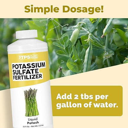Potassium Sulfate Fertilizer, Premium Potassium and Sulfur Plant Nutrient Blend, 32 oz (1 Quart)