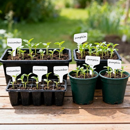 KINGLAKE Plant Labels 4 Inch - 200Pcs Plastic Plant Tags Markers T-Type Garden Labels Waterproof with Permanent Marking Pen for Seedlings Indoor Outdoor Garden Nursery Greenhouse