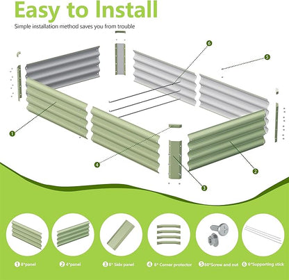 2PCS 6x3x1FT Galvanized Raised Garden Bed Kit, Galvanized Planter Raised Garden Boxes Outdoor, Large Metal Raised Garden Beds for Vegetables-Green
