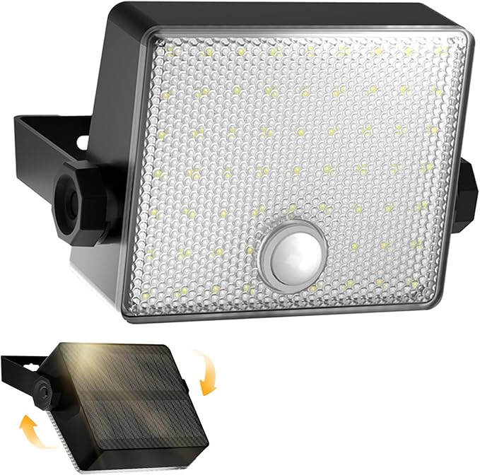 2200mAh Solar Motion Sensor Outdoor Lights with Auto Head-up, LED Solar Security Wall Flood Lights 1500LM Outdoor IP65 Waterproof 3 Modes for Outside Yard Patio, 1 Pack