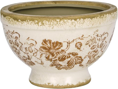 Vintage Ice Crackle Grazd Ceramic Flower Pot with Drainage Holes, 4.33 Inch Rustic Planter for Indoor Plants, Outdoor Garden, Farmhouse Gift Tuscan Decor (Red)