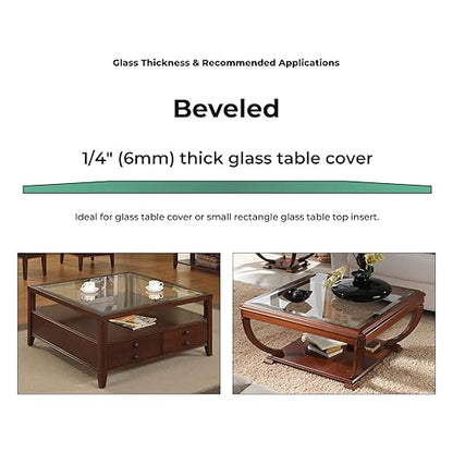 Fab Glass and Mirror - 1/4" Thick Clear Tempered Square Replacement Glass - Tabletop, Shelf, Window with Bevel Edge