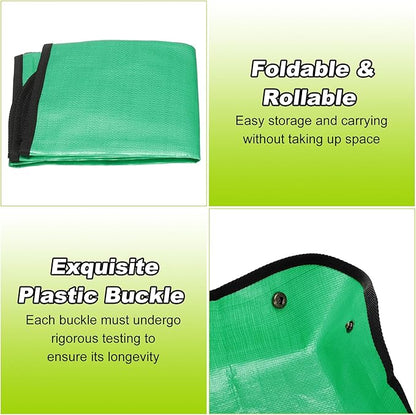 HARFINGTON 2pcs Repotting Mat 26.8" x 26.8" PE Cloth Waterproof Plant Repotting Mat Foldable Portable Gardening Potting Tray with Metal Buckle for Indoor Plant Change Soil Watering, Green