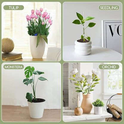 Mwellewm Plant Stakes 30 Pcs 17 Inch & 11 Inch Plant Support Stakes For Indoor Outdoor Tall Acrylic Clear Garden Orchid Sticks with 30 Small Clips Single Stem Potted Tomato Flower Amaryllis Vegetables