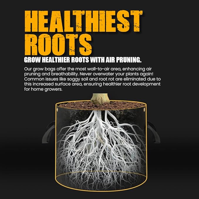 Gorilla 3 Gallon Grow Bags with Reinforced Handles – Thickest 600g, Breathable, BPA-Free Fabric Pot for Garden or Outdoor Planter Use, Promotes Root Health & Drainage – 4-Pack
