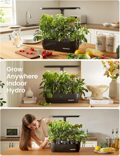 MG-15 Hydroponic Growing System Kits, Smart Indoor Garden with 24W Grow LED Light Full Spectrum, 15 Pods Herb Garden Planter Indoor Gardening for Gifts, Kitchen