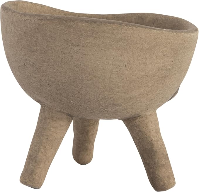 Creative Co-Op Round Terra-cotta Bowl with 3-Legs and Distressed Finish, Cream
