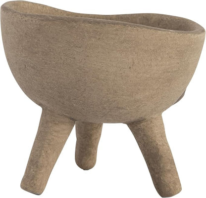 Creative Co-Op Round Terra-cotta Bowl with 3-Legs and Distressed Finish, Cream