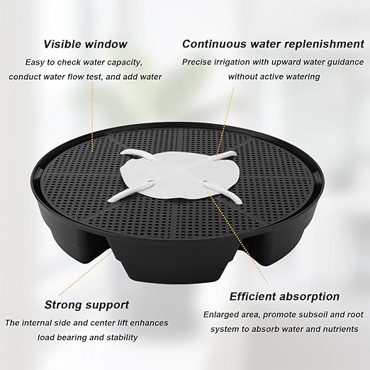 4pcs Auto Plant Watering Devices, Plastic Self-Watering Base with Cotton Fabric & Rope Automatic Autopots Water Planter Saucer Stand Trays for Greenhouse Indoors Grow Tents Grow Bags Accessories