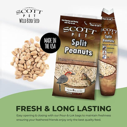 Scott Pet Wild Bird Seed, Peanuts Split (No Shell), 8 lbs Bag, Great Source of Protein and Fiber, Peanuts for Outside Wild Birds