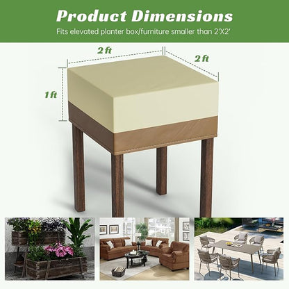 Decoroca 2’x2’ Planter Boxes Cover - Garden Covers for Raised Beds with All-Natural 600D Nylon & Water-Resistant Coating - Winter Plant Covers to Withstand Weed Seeds, Heavy Rain & Snowfall