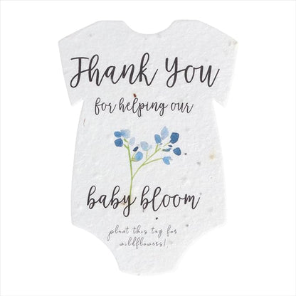 Onesie Seed Paper – 15 Blue Shower Favors for Guests with Wildflower Seeds, Writable & Plantable, Shower Favor Gifts for Guest