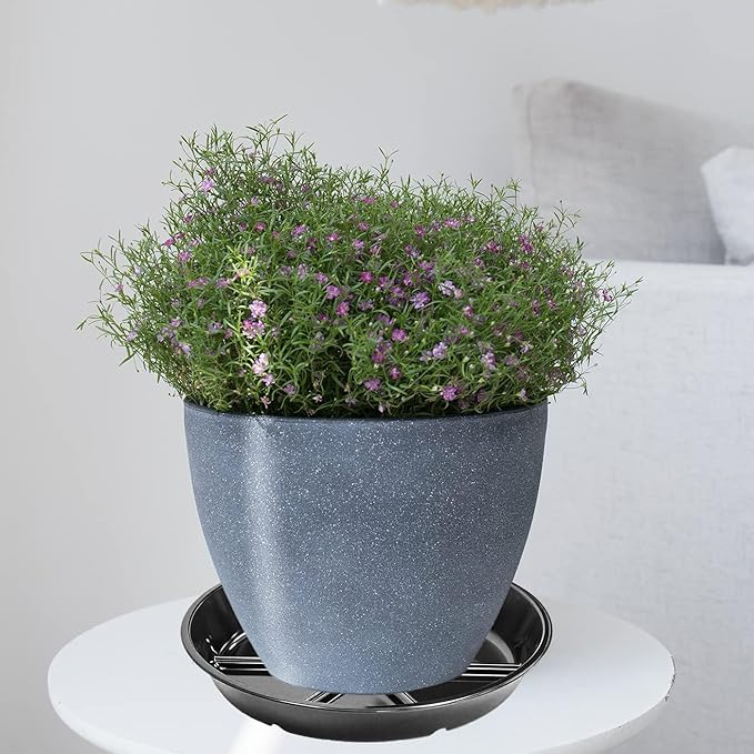 6 Pack of 6 Inches Plant Saucers for Indoor, Durable Plant Saucer Pot Tray, Round Plastic Flower Plant Dish Pant Plate to Catch Water, Black