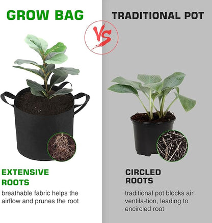 12-Pack 3 Gallon Grow Bags Heavy Duty Thickened Nonwoven Fabric Pots with Durable Handles