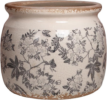 Ceramic Planters for Indoor Plants, Plant Pots with Drainage Hole, 6.29in. Flower Pots for Indoor Plants, Vintage Planters & Succulent Pots, Crackle Glaze Finish Plant Pots, Rustic Grey