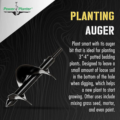 Power Planter Bulb Auger & Bedding Plant Tool - 3"x7" Garden Auger Drill Bit with 3/8" Non-Slip Hex Drive, Hand-Welded Planting Auger Gardening Drill, Earth Auger Digging Tools, Up to 6" Deep (Lime)