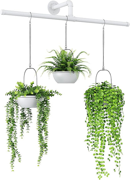 Bamworld Hanging Planters for Indoor Plants Plant Hanger Indoor Hanging Plant Holder Window Plant Shelves Metal Rod(Pot&Plant Not Included) 35.8in White