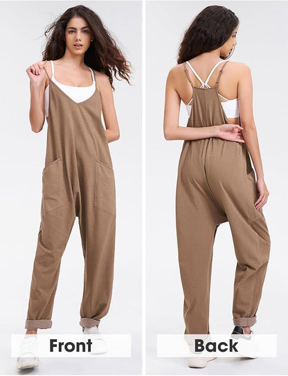 EXLURA Womens Casual Summer Jumpsuits 2026 Romper Bib Outfits Beach Vacation Denim Trendy Fashion Overalls with Pockets