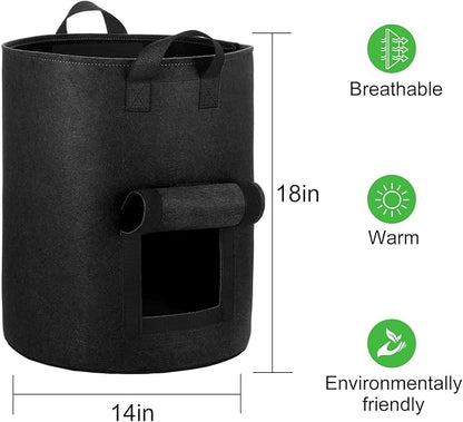 6-Pack 10 Gallon Potato Grow Bags with Flap Window, Heavy Duty Aeration Fabric Pots with Handles for Garden and Planting(Black)