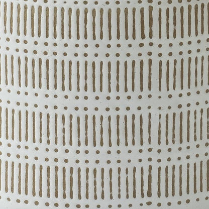 LA JOLIE MUSE Ceramic Plant Pot with Wood Stand - 9.4 Inch Modern Round Decorative Flower Pot Indoor with Wood Planter Holder, Beige & White