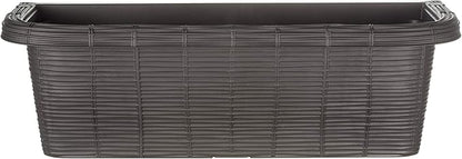 Apollo Exports International AP-30311 24" Adjustable Railing Planter, Ratan Look, Grey, Rectangular Shape