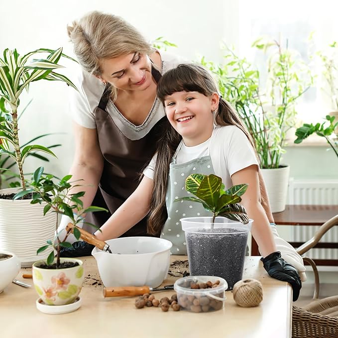 GREANER Clear Plant Pots, Plastic Planters for Indoor Plants, Seed Starting Pot with Drainage Holes, 4/5/6/7/8 Inch(10 Packs)