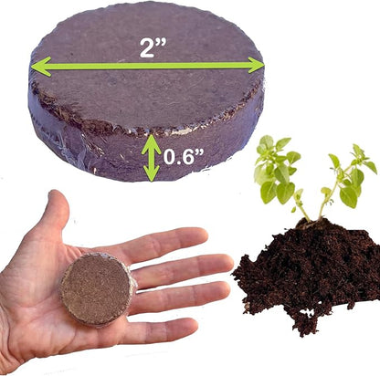 16 Pack Expanding Organic Fiber Soil, Amazing Potting Soil for Indoor Plants & Herbs. Soil Discs Made from Coco Coir. Expands to Fit 3” and 4” Pots.