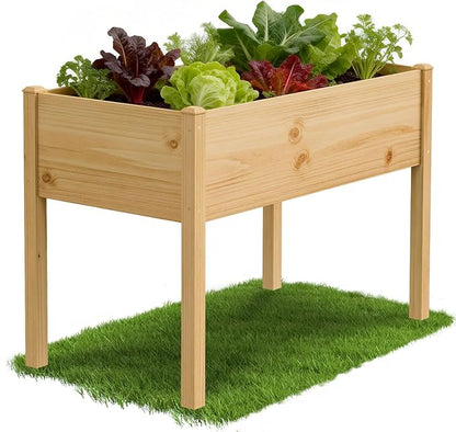 DoCred Raised Garden Bed, 45.7" x 22.8" x 31.5" Large Elevated Wooden Horticulture Planter Box with Wood Legs Standing Growing Bed Planter for Gardening, Balcony, Backyard, Patio