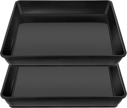 Square Plant Saucer 20 22 Inch 2 Pack, Extra Large Plant Saucers, Deep Plant Trays for Pots, Heavy Plastic Water Tray Tor Plants, Planters for Indoors and Outdoors Plants (20 inch Black)