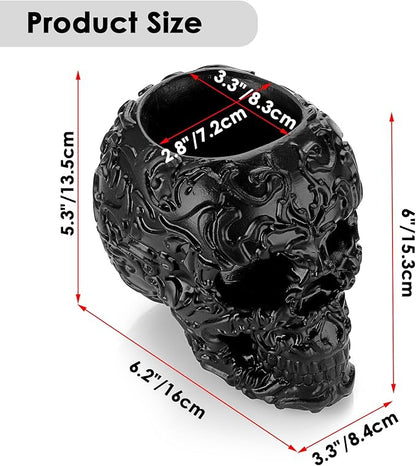 OwnMy Resin Skull Planter for Indoor Plants, Black Skull Flower Succulent Pot with Drainage Holes, Halloween Skulls Head Planter Decorative Small Succulents Planters Pot for Tabletop