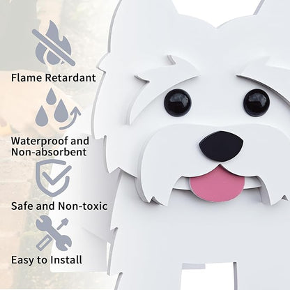Western Highlands Dog Planter, Cute Animal Shape Flower Planters, Plant Pots for Indoor/Outdoor Garden Decor, Unique Gifts/Souvenirs for Pet Lovers (White)