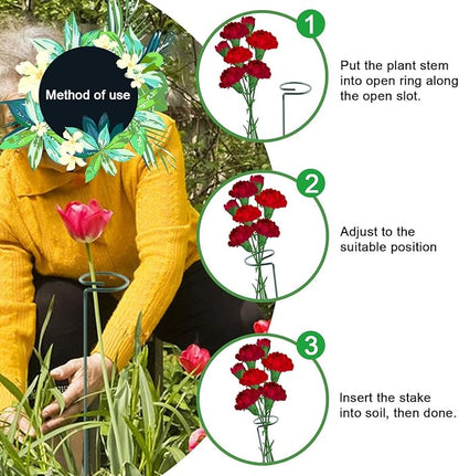 HiGift 10 Pack 24 inch Plant Stakes and Supports, Metal Flower Stakes for Potted Plant Indoor, Garden Stakes for Tall Plant Single Stem Flowers Amaryllis Tomatoes Peony Lily Rose (61 cm Long)