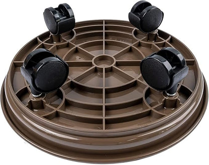 2Pcs Plant Caddy,Planter Pot Mover, Plant Pot Pallet Dolly Caster with Universal Wheels, Round Movable Planter Dolly Trolley Tray Pallet Outdoor Indoor Tree Flower Stand Planter (11.8 inch+2pcs+brown)