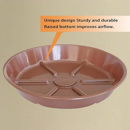Plant Saucer Pot Tray 12 inch, 2 Packs Flower Planter Saucers and Drip Trays for Pots Planter, Heavy Duty Plant Dish Pant Plate to Catch Water for Indoor & Outdoor, Chocolate