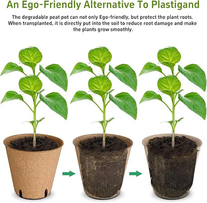 ANGTUO 102 Pcs Peat Pots for Seedlings, 3.14 inch Biodegradable Seed Nursery Pot with Drainage Holes, Seedling Pots Include 50 Labels
