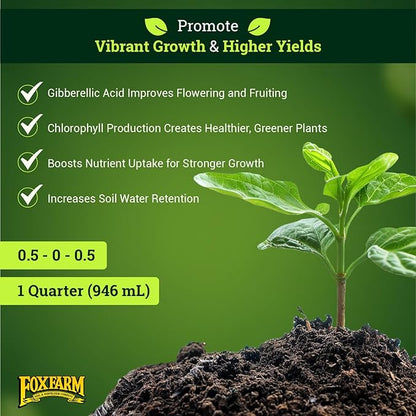 FoxFarm Bush Doctor Kelp Me Kelp You Seaweed Plant Food - 0.5-0-0.5 Liquid Kelp Fertilizer for Gardens, Hydroponic & Drip Irrigation Systems - Promotes Fast Nutrient Uptake & Plant Growth - 1 Quart