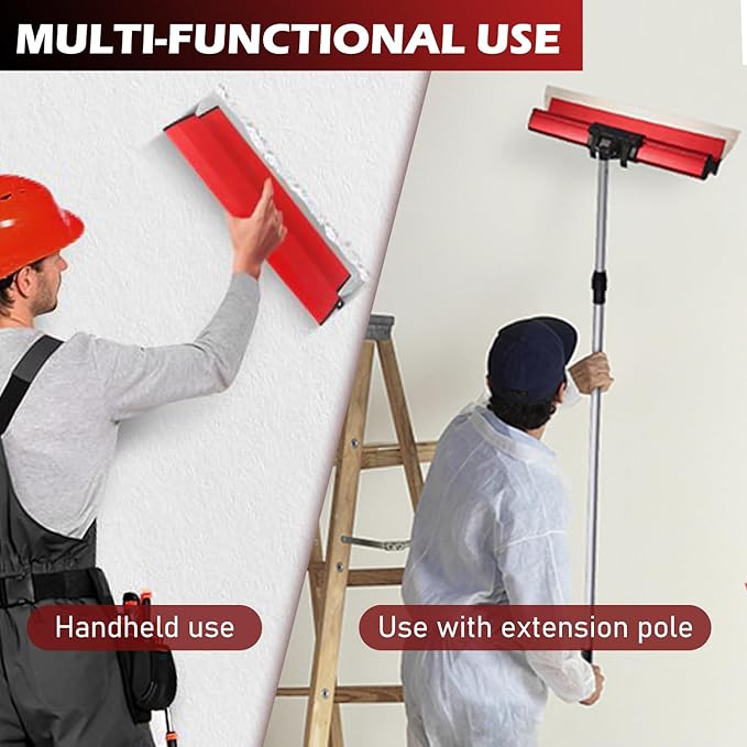 Drywall Skimming Blade Set, Include 24" Skimming Blade, 12" Mud Pan, 7" Drywall Compound Rollers, a Extension Handle and Three Drywall Tools for Drywall/Plaster/Wallboard
