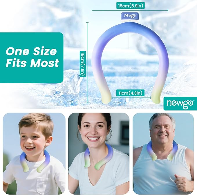 NEWGO Neck Cooling Tube Reusable Ice Cooler Cold Pack for Summer Heat, Ice Neck Ring for Outdoor Workers, Athletes, Sports Enthusiasts, Hot Flash Sufferers, Campers, Blue-Yellow Gradient