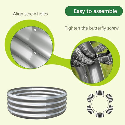 Galvanized Garden Bed Kit for Vegetables/Herbs/Flowers, Raised Planter Box, Outdoor, 2x2x1 Feet