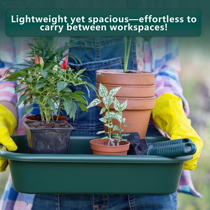Vesici 3 Pcs Potting Trays Garden Large Plant Trays Plastic 23.3 x 16.5 x 4.3 Inches for Seeding, Mixing, Growing and Pot Storage for Succulent, Cactus Etc