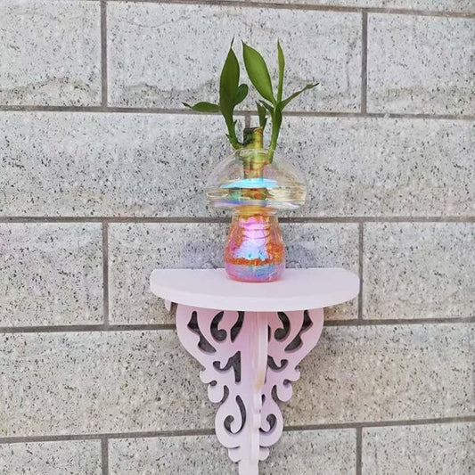 Wall Hanging Mushroom Vase, Small Plant Propagation Stations Fall Bud Vase Cute Mushroom Glass Planter Terrarium Indoor Hydroponic Flower Holder for Elegant Home Decor Gifts, Colorful, 1 PC