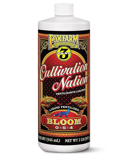 FoxFarm Cultivation Nation Bloom Fertilizer, 0-5-4 - Part 3 of FoxFarm 3-Part Feeding Program for Bud Development - Liquid Plant Food for Transition to Flowering and Harvest - 1 Quart