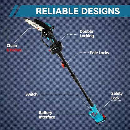 Cordless Pole Saws for Tree Trimming,2-In-1 Mode Cordless Pole Saw for Cutting Branches and Wood,with Portable Bag and 2-20V 4A Battery