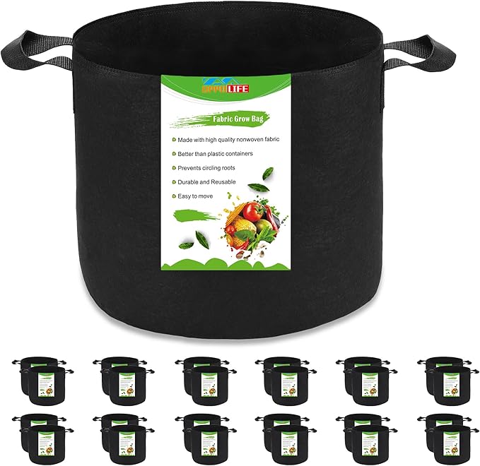 24-Pack 5 Gallon Grow Bags, Heavy Duty Aeration Fabric Pots with Handles for Garden and Planting, Pots for Plant