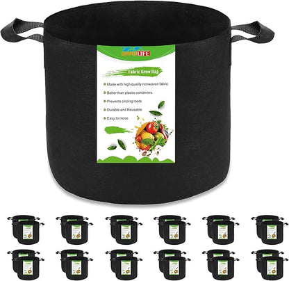 24-Pack 7 Gallon Grow Bags, Heavy Duty Aeration Fabric Pots with Handles for Garden and Planting, Pots for Plant