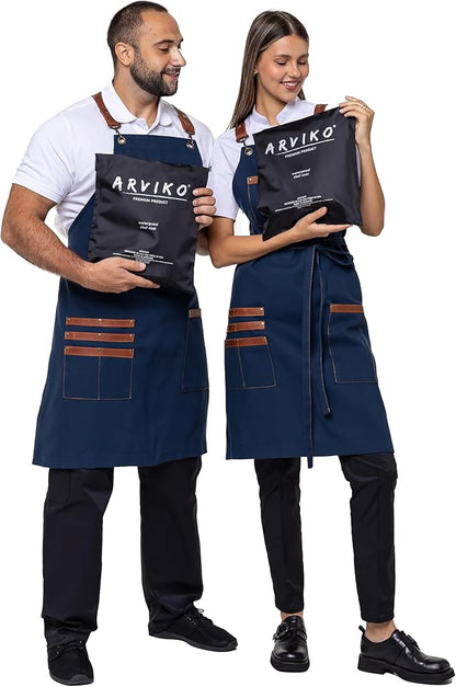 Unisex Western Bib Apron with Leather Straps One Size