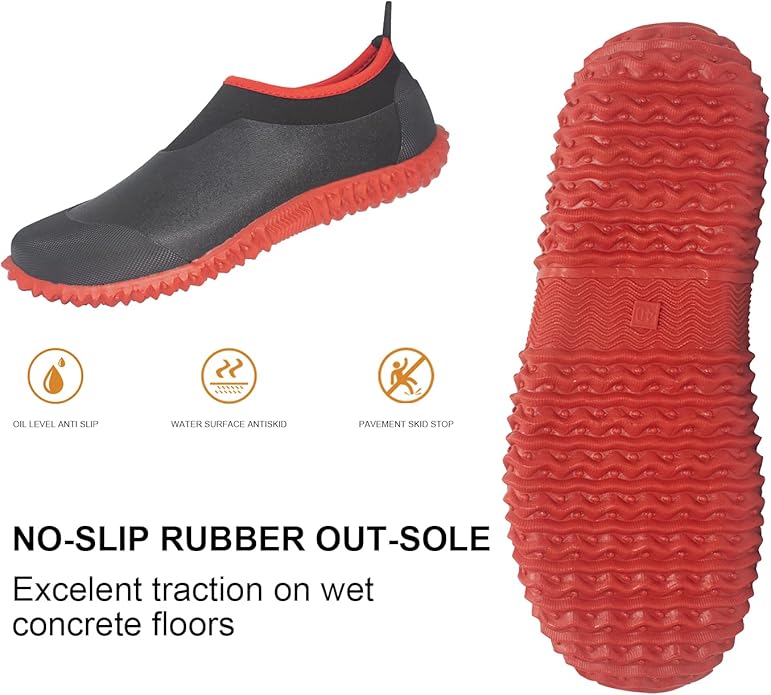SWIFTFROG Men’s Garden Boots - Unisex Waterproof Ankle Slip-On Footwear Rubber Rain Boots for Men Women Outdoor,Camping,Gardening