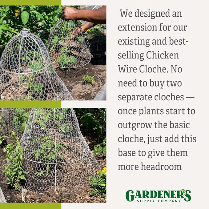 Gardener’s Supply Company Sturdy Chicken Wire Cloche Plant Protector Extension | Adds Broader Area Coverage Protection for Tall Plants Vegetables & Seedlings | (Cloche Extension Only)